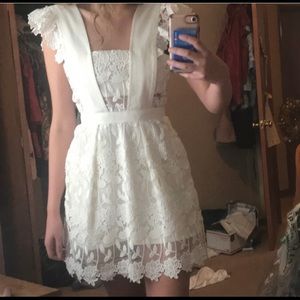 Self-Portrait White Lace Mini Dress